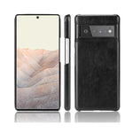 Hard Leather Case for Google Pixel 6A - Black