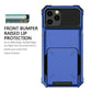 Luxurious Hard Rugged Case w/- Card Slots for iPhone 15 Pro Max- Blue