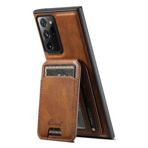 Magnetic Card Slots PU Leather Case for Samsung Galaxy Note 20 - Brown