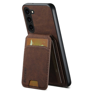 Magnetic Card Slots PU Leather Case for Samsung Galaxy S23 - Brown