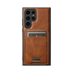 Magnetic Card Slots PU Leather Case for Samsung Galaxy S24 Ultra - Brown