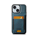 Magnetic Card Slots PU Leather Case for iPhone 15 - Blue