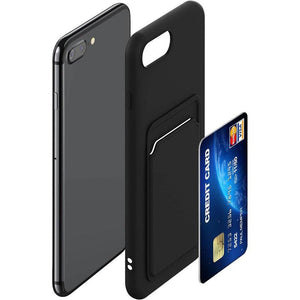 Silicone TPU Card Slot Case Black - For iPhone 6P / 7P/ 8P