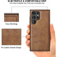 Vintage Stitching Premium Quality Leather Phone Case For Samsung S22 Ultra - Brown