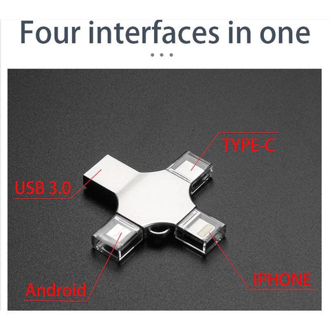 4 in 1 256GB OTG USB flash drive for iPhones, androids, laptops and tablets 4 in 1 256GB OTG USB flash drive for iPhones, androids, laptops and tablets