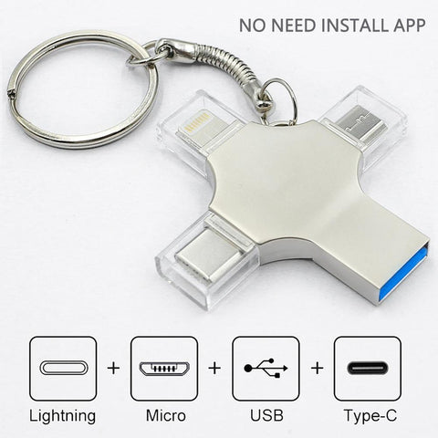 4 in 1 64GB OTG USB flash drive for iPhones, androids, laptops and tablets 4 in 1 64GB OTG USB flash drive for iPhones, androids, laptops and tablets