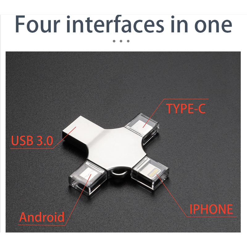 4 in 1 64GB OTG USB flash drive for iPhones, androids, laptops and tablets 4 in 1 64GB OTG USB flash drive for iPhones, androids, laptops and tablets