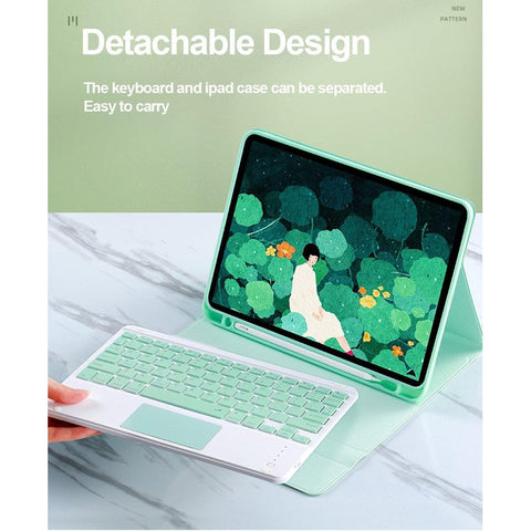 BT Wireless keyboard with touchpad iPad 9.7" with Protective Case - Green BT Wireless keyboard with touchpad iPad 9.7" with Protective Case - Green