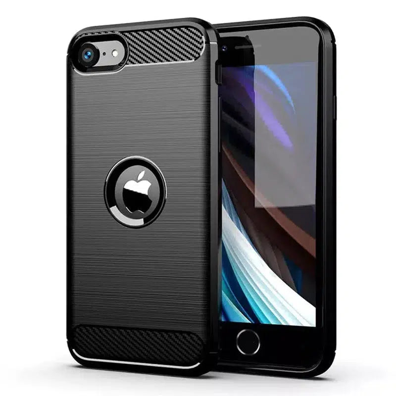 Carbon Fibre Soft TPU Brushed Texture Mobile Phone Case for iPhone 7/8 - Black Carbon Fibre Soft TPU Brushed Texture Mobile Phone Case for iPhone 7/8 - Black
