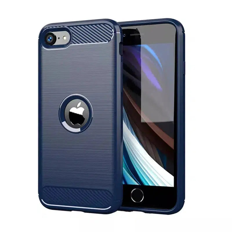 Carbon Fibre Soft TPU Brushed Texture Mobile Phone Case for iPhone 7/8 - Blue Carbon Fibre Soft TPU Brushed Texture Mobile Phone Case for iPhone 7/8 - Blue