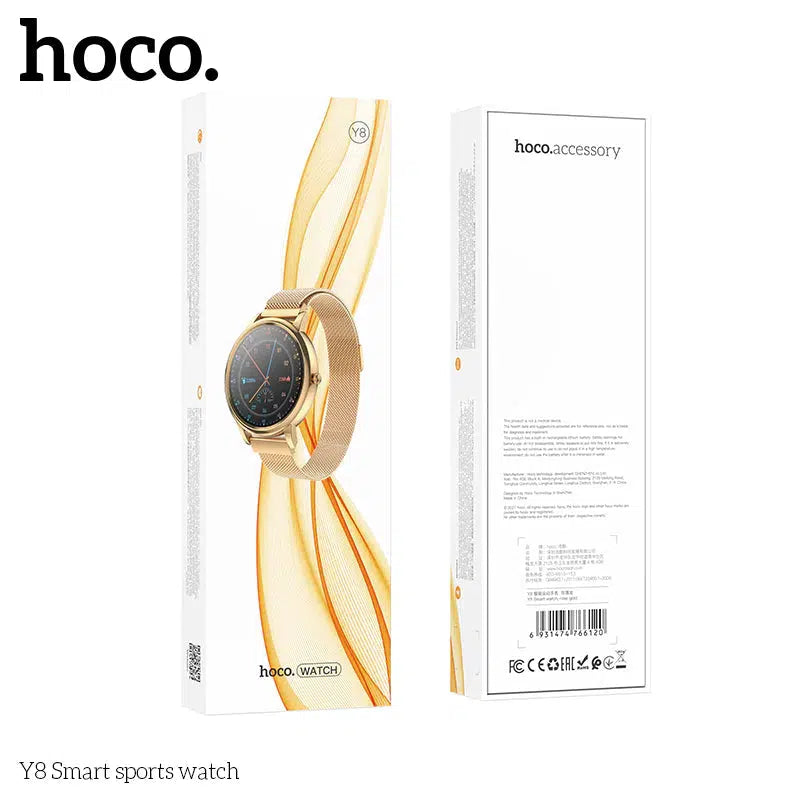 Hoco Y8 Smart Watch Push Notifications, Fitness tracking - Gold Hoco Y8 Smart Watch Push Notifications, Fitness tracking - Gold