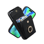 Luxury Mobile Phone Case with Credit Card Holder & Stand for iPhone 13 - Black