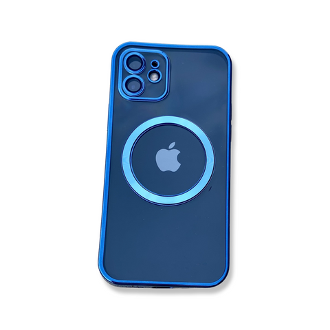 Transparent wireless charging magnetic case for iPhone 12 - Metallic Blue Transparent wireless charging magnetic case for iPhone 12 - Metallic Blue