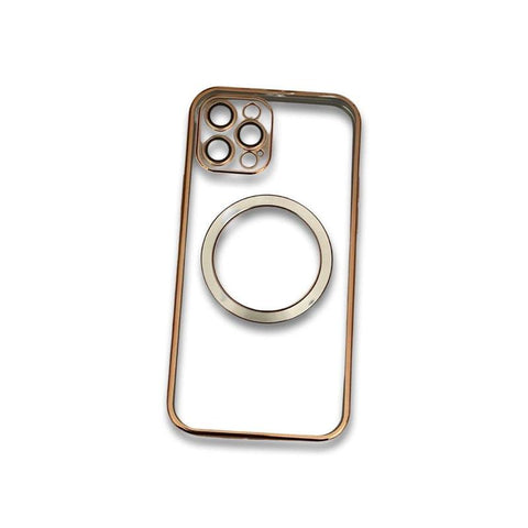 Transparent wireless charging magnetic case for iPhone 12 Pro - Metallic Gold Transparent wireless charging magnetic case for iPhone 12 Pro - Metallic Gold