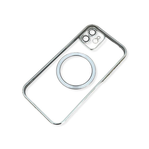Transparent wireless charging magnetic case for iPhone 12 - Silver Transparent wireless charging magnetic case for iPhone 12 - Silver