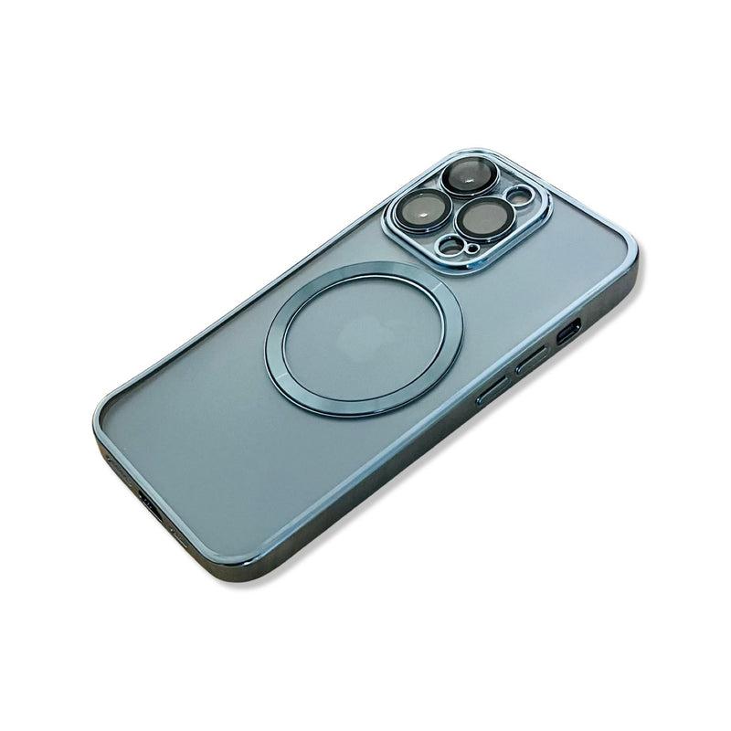 Transparent wireless charging magnetic case for iPhone 13 Pro - Metallic Blue Transparent wireless charging magnetic case for iPhone 13 Pro - Metallic Blue