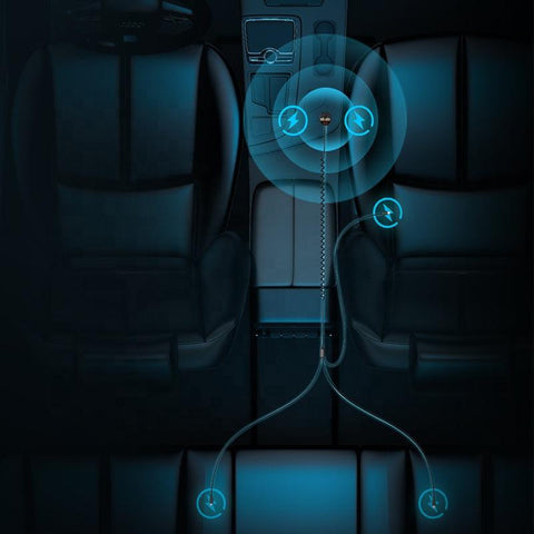 Usams Dual Usb Car charger 3.4A with 3 in 1 Spring Cable Usams Dual Usb Car charger 3.4A with 3 in 1 Spring Cable