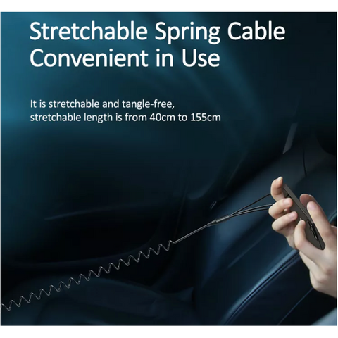 Usams Dual Usb Car charger 3.4A with 3 in 1 Spring Cable Usams Dual Usb Car charger 3.4A with 3 in 1 Spring Cable