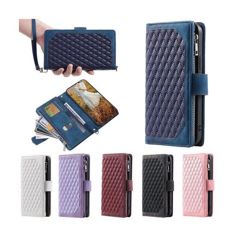 Zipper Wallet Mobile Phone Case for Apple iPhone 13 Pro Max with Wrist Strap - Black Zipper Wallet Mobile Phone Case for Apple iPhone 13 Pro Max with Wrist Strap - Black
