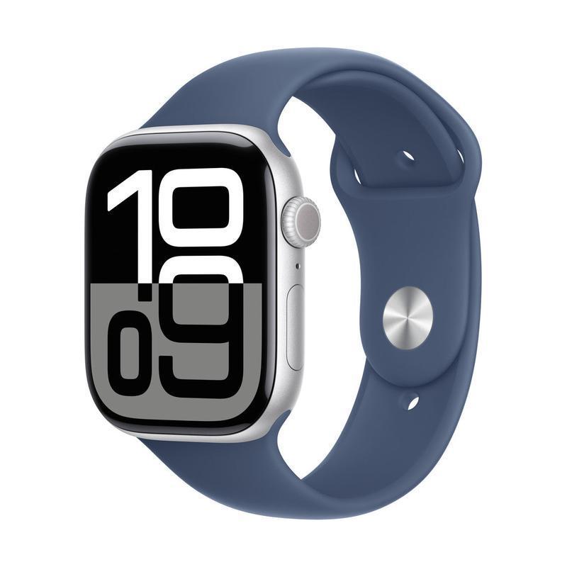 Apple Watch Series 10 46mm Aluminium GPS + Cellular Silver with Denim Sport Band - Brand New