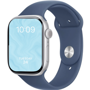 Apple Watch Series 10 46mm Aluminium GPS Silver with Navy Blue Sport Band (100% Battery) - Premium Pre-owned