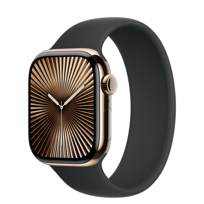 Apple Watch Series 10 GPS + Cellular 46mm Titanium Gold with Black Sport Band (M/L) - Excellent Pre-owned