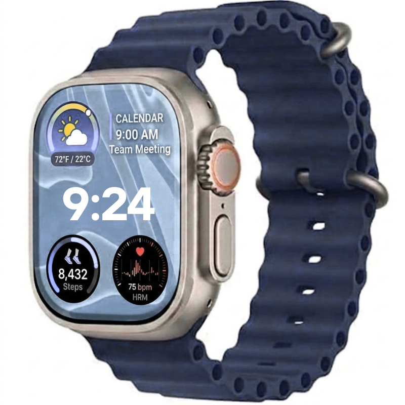 Apple Watch Ultra 2 49MM Natural Titanium GPS + Cellular Ocean Blue Band Premium - Pre-owned