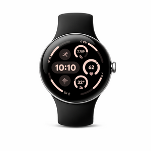 Google Pixel Watch 3 45MM Bluetooth + LTE Silver Black - Excellent Pre-owned