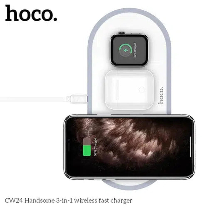 Hoco 3 in 1 CW24 Wireless Fast Charger - Brand New