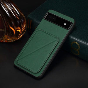 Leather Back Case with Card Slot Holder for Google Pixel 7 - Green