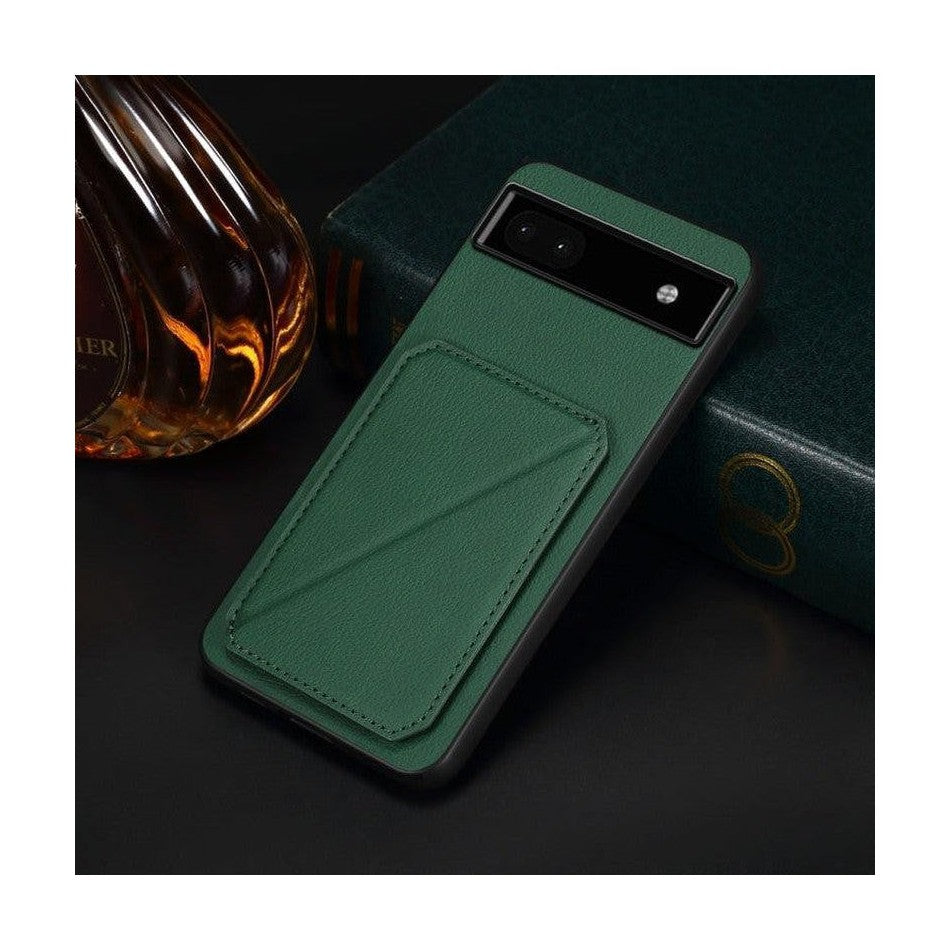 Leather Back Case with Card Slot Holder for Google Pixel 7 - Green