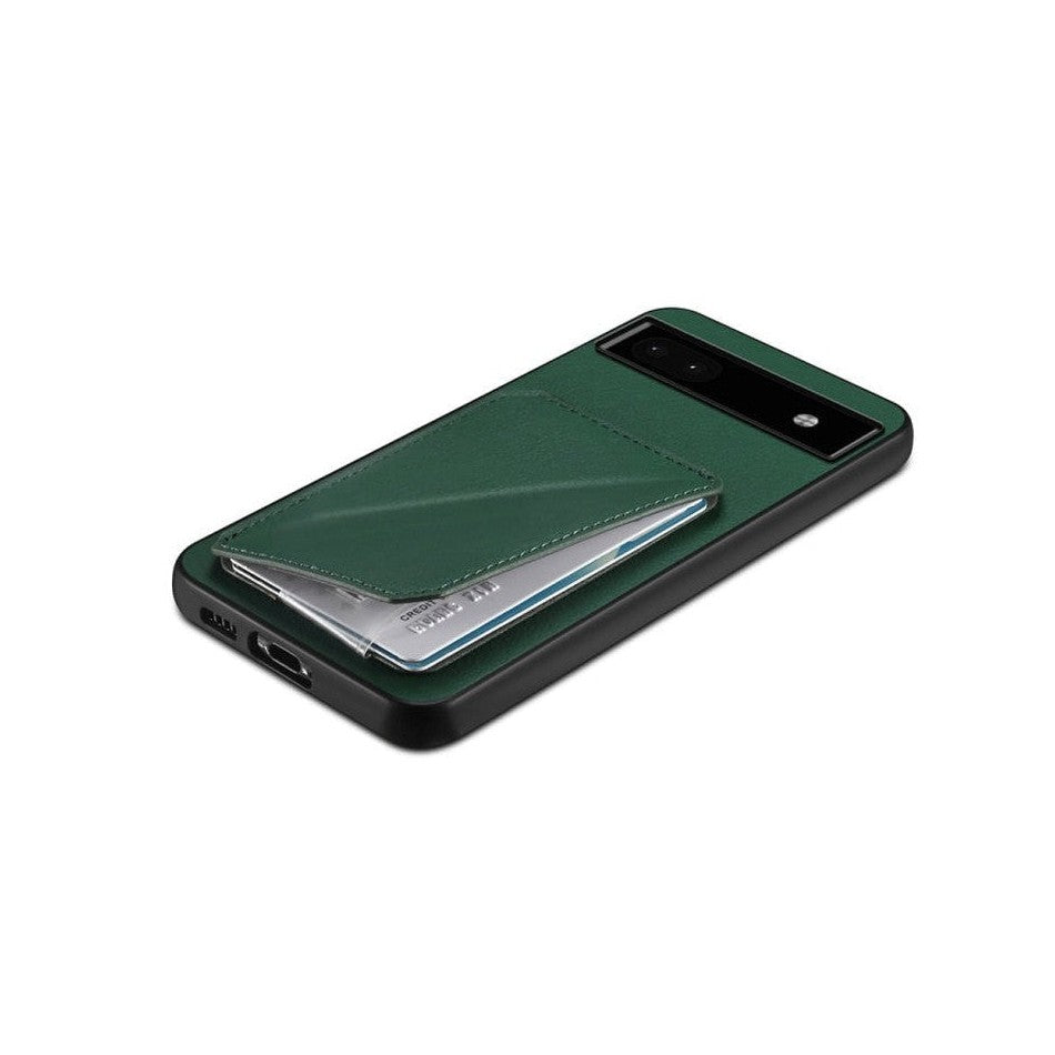 Leather Back Case with Card Slot Holder for Google Pixel 7 - Green