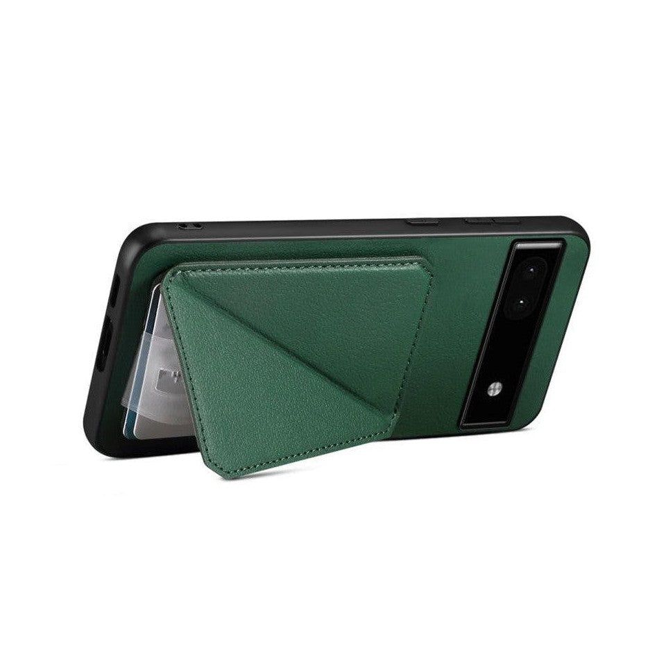 Leather Back Case with Card Slot Holder for Google Pixel 8 - Green