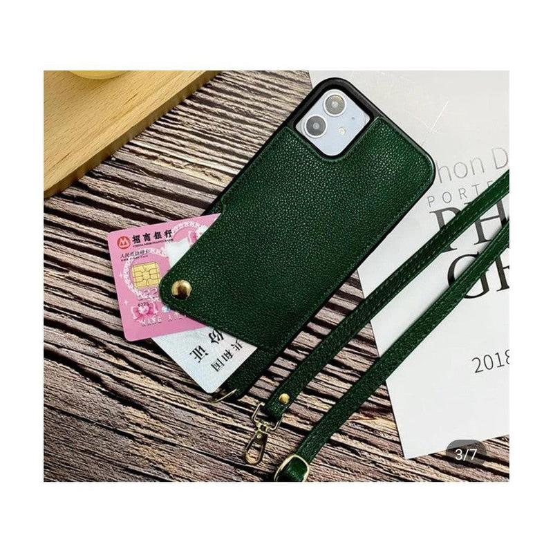 Leather Back Phone Case with Strap for iPhone 11 Pro - Beige