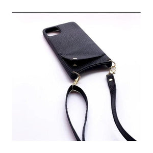 Leather Back Phone Case with Strap for iPhone 11 Pro - Black