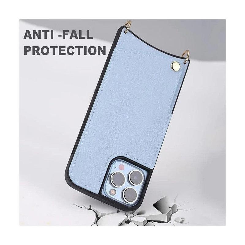 Leather Back Phone Case with Strap for iPhone 11 Pro - Black