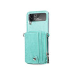 Leather Wallet and Mobile Phone Case for Samsung Z Flip 4 - Green