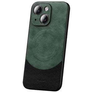 MagSafe Magnetic Leather Back Case for iPhone 14 - Green
