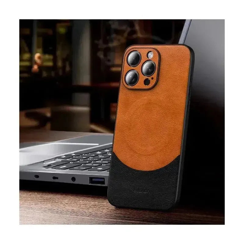 MagSafe Magnetic Leather Back Case for iPhone 14 Pro - Brown