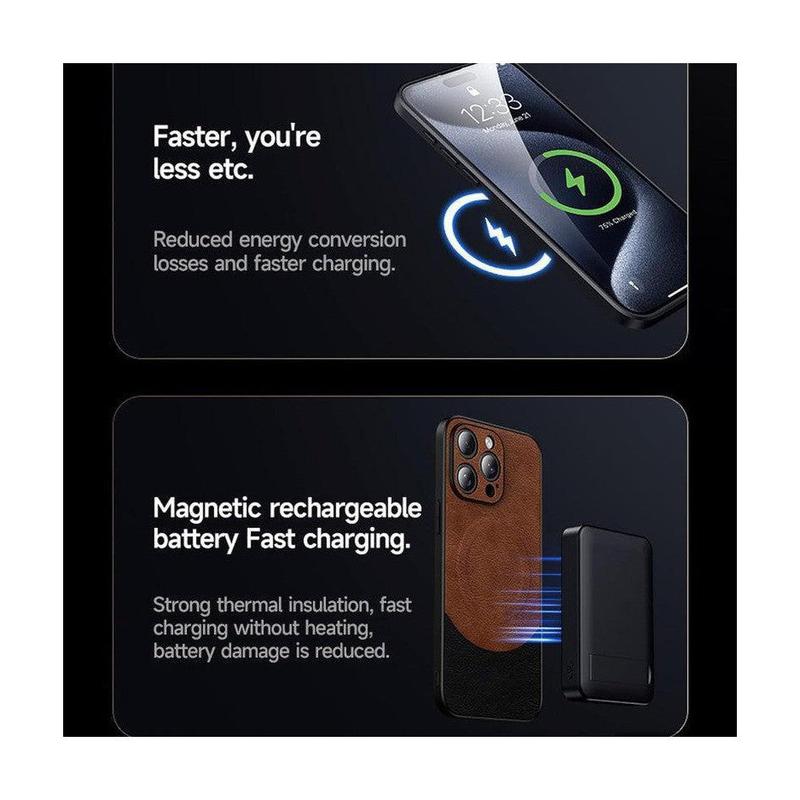MagSafe Magnetic Leather Back Case for iPhone 14 Pro - Brown