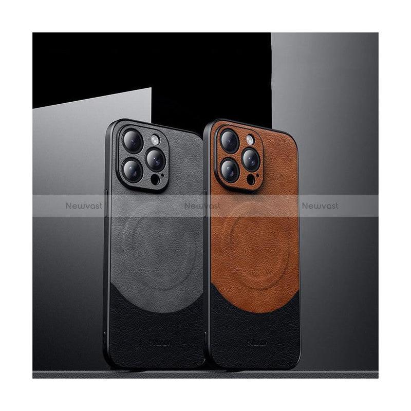 MagSafe Magnetic Leather Back Case for iPhone 14 Pro - Brown