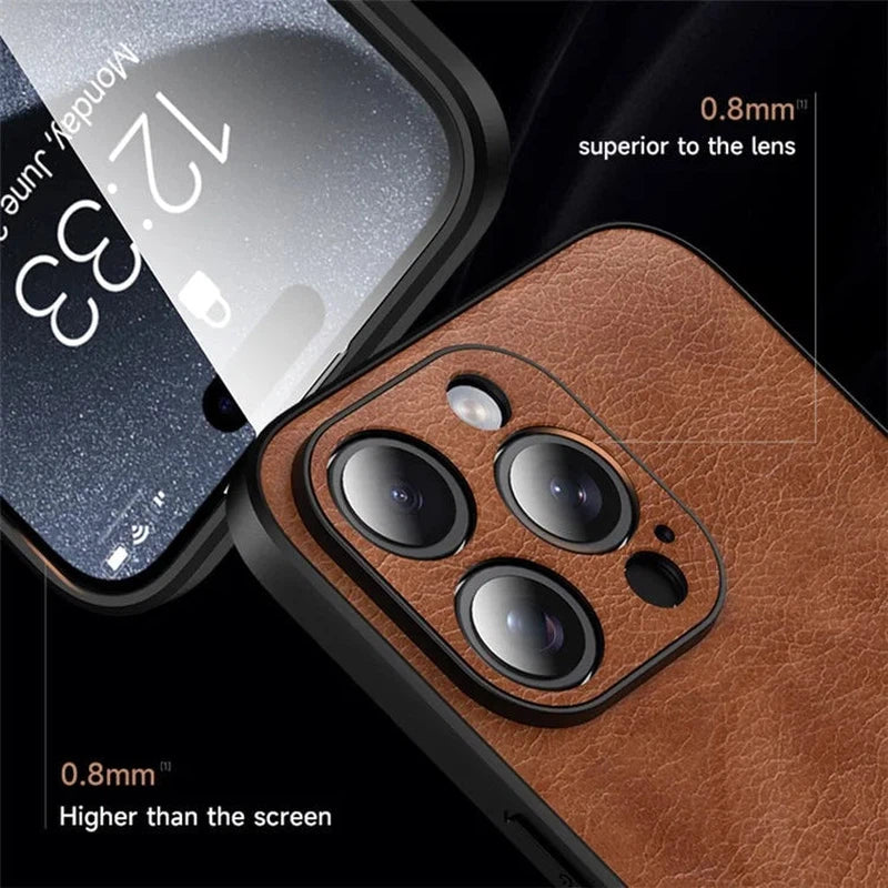 MagSafe Magnetic Leather Back Case for iPhone 15 Pro - Brown