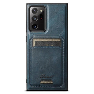 Magnetic Card Slots PU Leather Case for Samsung Galaxy Note 20 - Blue