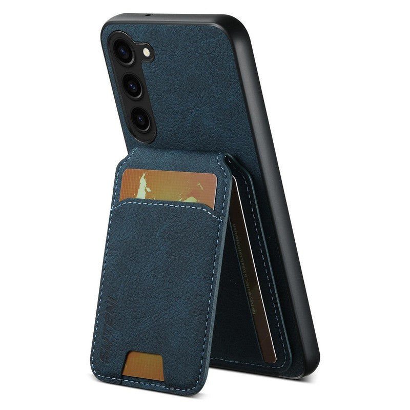 Magnetic Card Slots PU Leather Case for Samsung Galaxy S22 - Blue