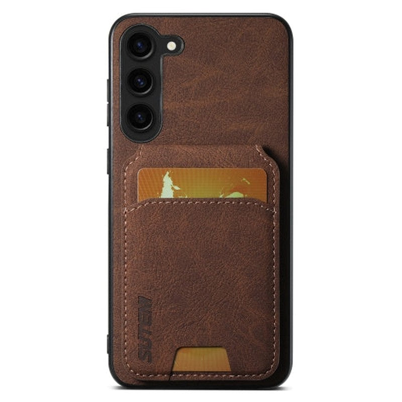 Magnetic Card Slots PU Leather Case for Samsung Galaxy S22 - Brown