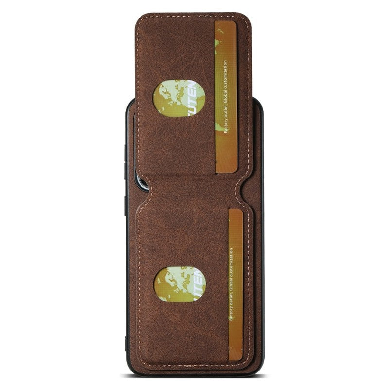 Magnetic Card Slots PU Leather Case for Samsung Galaxy S22 - Brown