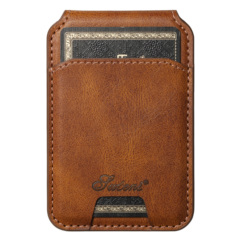 Magnetic Card Slots PU Leather Case for Samsung Galaxy S22 Ultra - Brown