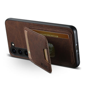 Magnetic Card Slots PU Leather Case for Samsung Galaxy S24 - Brown