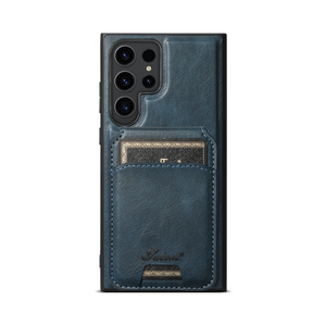 Magnetic Card Slots PU Leather Case for Samsung Galaxy S24 Ultra - Blue