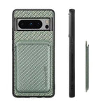 Magnetic Wallet Case for Google Pixel 6A , Mag safe Compatible 2 in 1 with Back Card Holder - Green